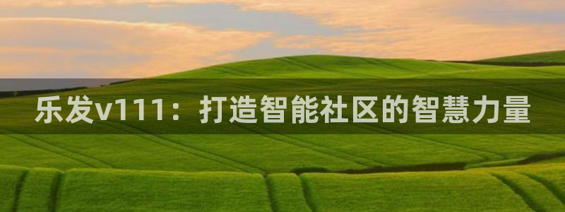 美狮贵宾会注册：乐发v111：打造智能社区的智慧力量
